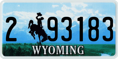WY license plate 293183