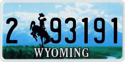 WY license plate 293191