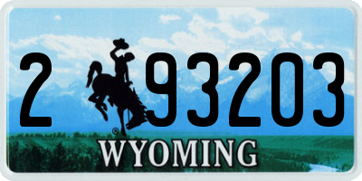 WY license plate 293203