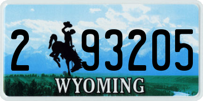 WY license plate 293205