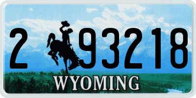 WY license plate 293218