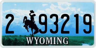 WY license plate 293219
