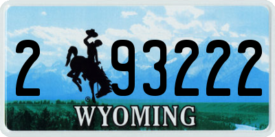 WY license plate 293222