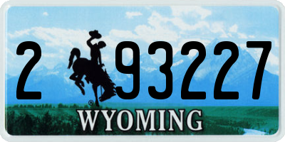 WY license plate 293227