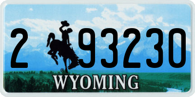 WY license plate 293230