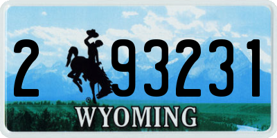 WY license plate 293231