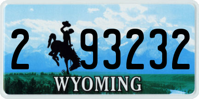 WY license plate 293232