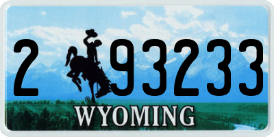 WY license plate 293233