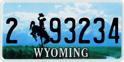 WY license plate 293234