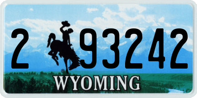 WY license plate 293242
