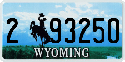 WY license plate 293250