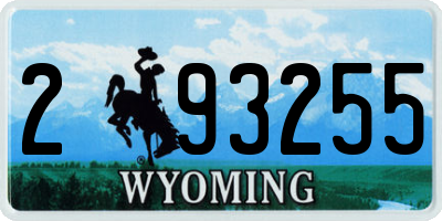 WY license plate 293255