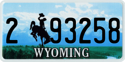 WY license plate 293258