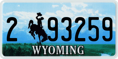 WY license plate 293259