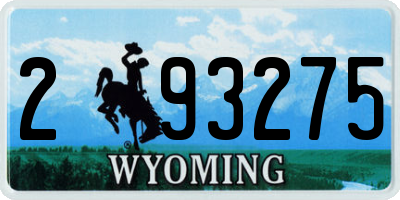WY license plate 293275