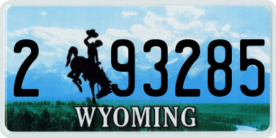 WY license plate 293285
