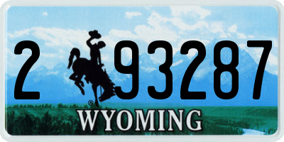 WY license plate 293287