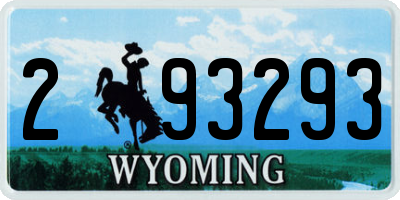 WY license plate 293293