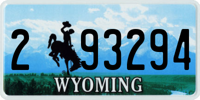 WY license plate 293294