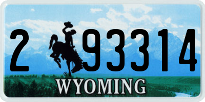 WY license plate 293314