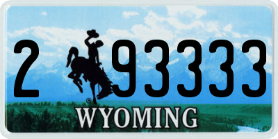 WY license plate 293333