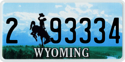 WY license plate 293334