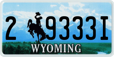 WY license plate 29333I