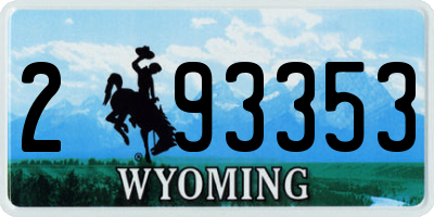 WY license plate 293353