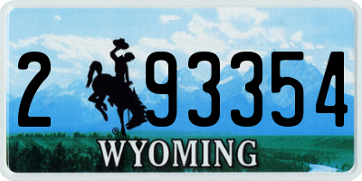 WY license plate 293354