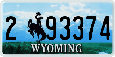 WY license plate 293374