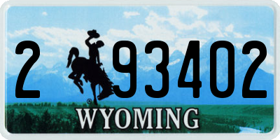 WY license plate 293402