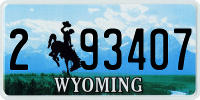 WY license plate 293407