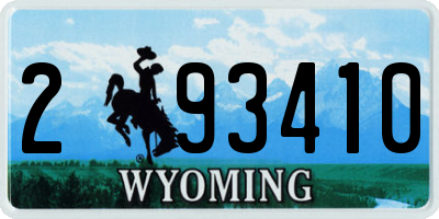 WY license plate 293410