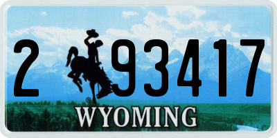 WY license plate 293417