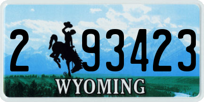 WY license plate 293423