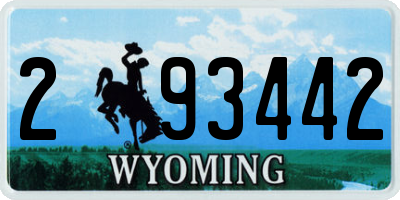 WY license plate 293442