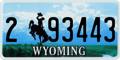WY license plate 293443