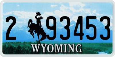 WY license plate 293453