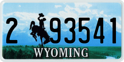 WY license plate 293541