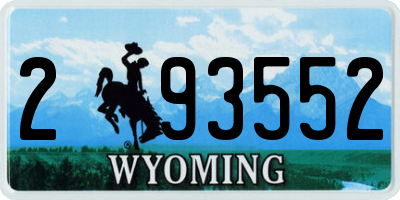 WY license plate 293552