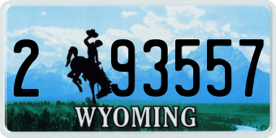 WY license plate 293557