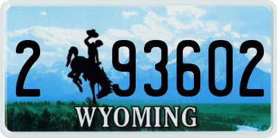 WY license plate 293602