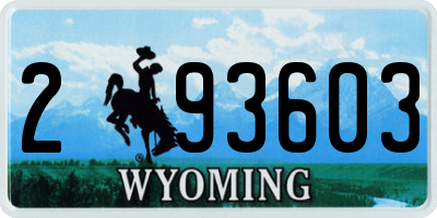 WY license plate 293603
