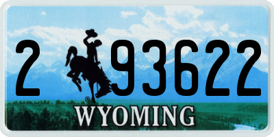 WY license plate 293622