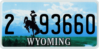 WY license plate 293660