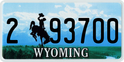 WY license plate 293700