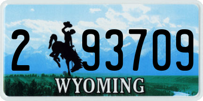 WY license plate 293709