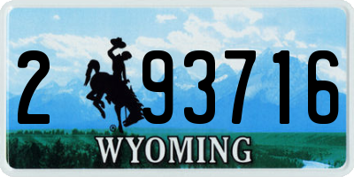 WY license plate 293716