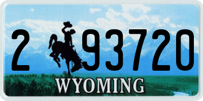 WY license plate 293720