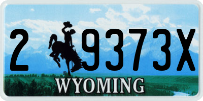 WY license plate 29373X